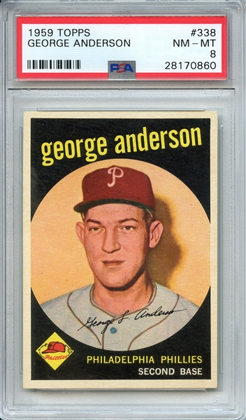 1959 TOPPS 338 GEORGE ANDERSON PSA NM-MT 8