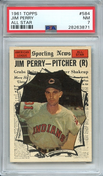 1961 TOPPS 584 JIM PERRY ALL STAR PSA NM 7