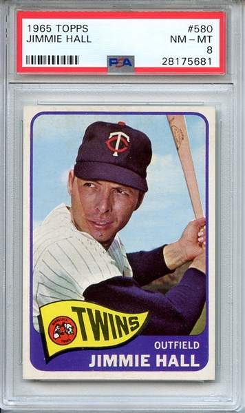 1965 TOPPS 580 JIMMIE HALL PSA NM-MT 8