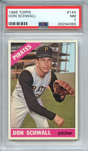 1966 TOPPS 144 DON SCHWALL PSA NM 7