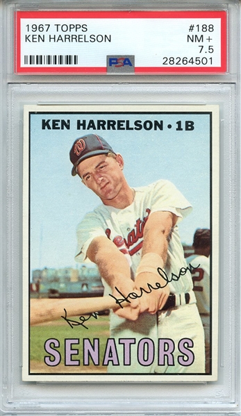 1967 TOPPS 188 KEN HARRELSON PSA NM+ 7.5