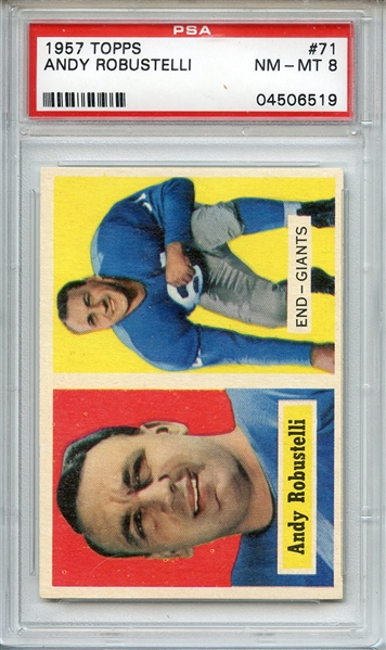 1957 TOPPS 71 ANDY ROBUSTELLI PSA NM-MT 8