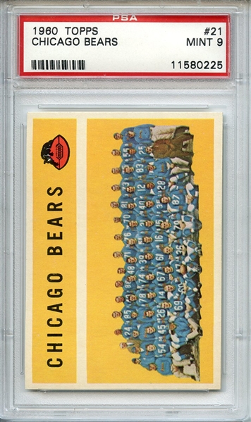 1960 TOPPS 21 CHICAGO BEARS PSA MINT 9