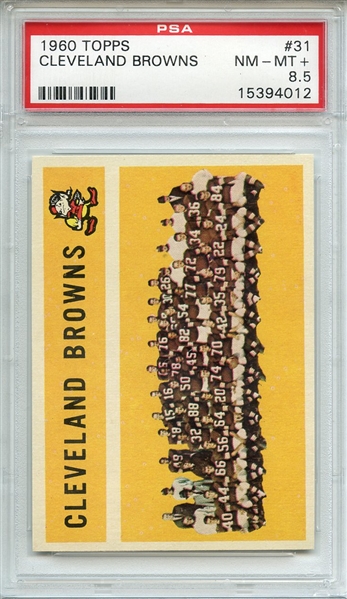1960 TOPPS 31 CLEVELAND BROWNS PSA NM-MT+ 8.5