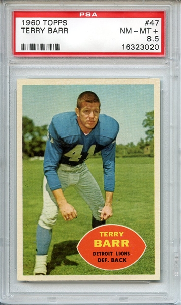 1960 TOPPS 47 TERRY BARR PSA NM-MT+ 8.5