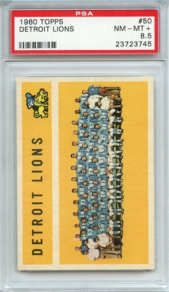 1960 TOPPS 50 DETROIT LIONS PSA NM-MT+ 8.5