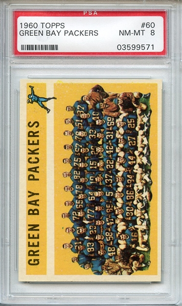 1960 TOPPS 60 GREEN BAY PACKERS PSA NM-MT 8