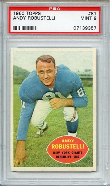 1960 TOPPS 81 ANDY ROBUSTELLI PSA MINT 9