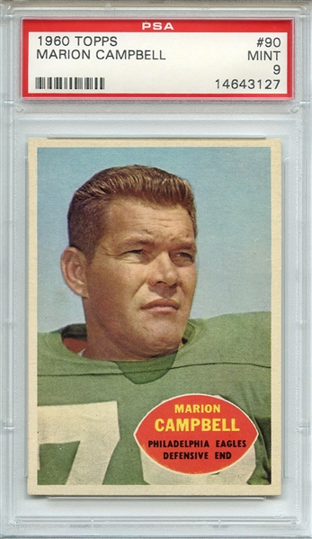1960 TOPPS 90 MARION CAMPBELL PSA MINT 9