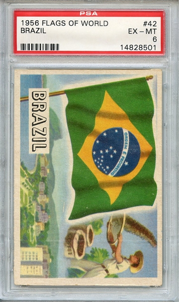 1956 FLAGS OF WORLD 42 BRAZIL PSA EX-MT 6