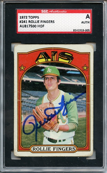 ROLLIE FINGERS SIGNED 1972 TOPPS BASEBALL CARD SGC AUTHENTIC