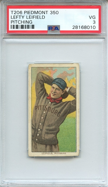 1909-11 T206 PIEDMONT 350 LEFTY LEIFIELD PITCHING PSA VG 3