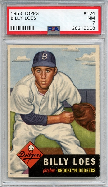 1953 TOPPS 174 BILLY LOES PSA NM 7