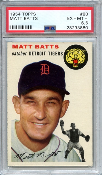 1954 TOPPS 88 MATT BATTS PSA EX-MT+ 6.5