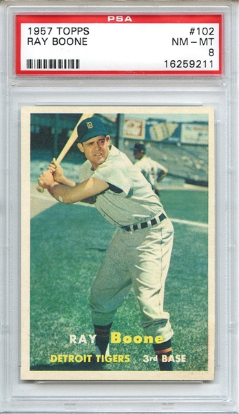 1957 TOPPS 102 RAY BOONE PSA NM-MT 8