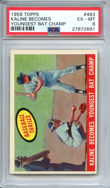 1959 TOPPS 463 KALINE BECOMES YOUNGEST BAT CHAMP PSA EX-MT 6