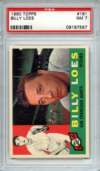 1960 TOPPS 181 BILLY LOES PSA NM 7