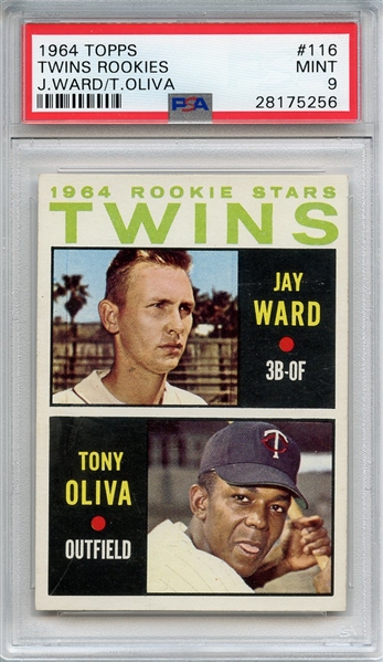 1964 TOPPS 116 TWINS ROOKIES J.WARD/T.OLIVA PSA MINT 9