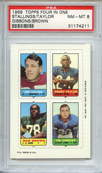 1969 TOPPS FOUR IN ONE L.STALLINGS/R.TAYLOR B.BROWN/J.GIBBONS PSA NM-MT 8