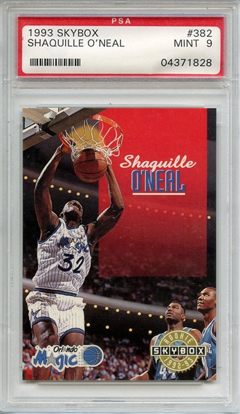 1992 SKYBOX 382 SHAQUILLE O'NEAL PSA MINT 9
