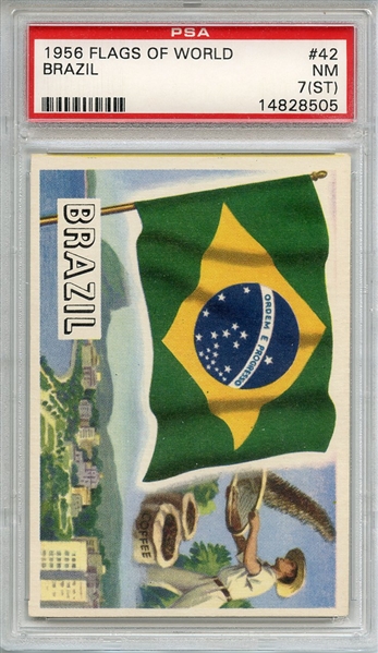 1956 FLAGS OF WORLD 42 BRAZIL PSA NM 7 (ST)