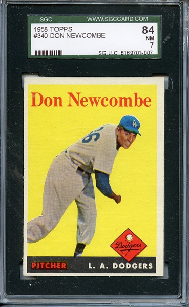 1958 TOPPS 340 DON NEWCOMBE SGC NM 84 / 7