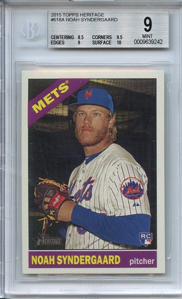 2015 TOPPS HERITAGE 618A NOAH SYNDERGAARD RC BGS MINT 9