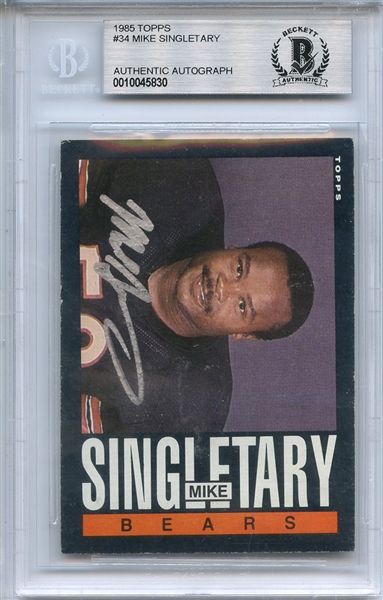 1985 TOPPS SIGNED MIKE SINGLETARY AUTOGRAPH BGS AUTHENTIC