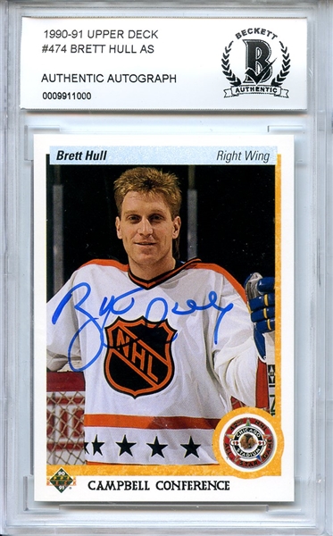 1990 UPPER DECK SIGNED BRETT HULL AUTOGRAPH BGS AUTHENTIC