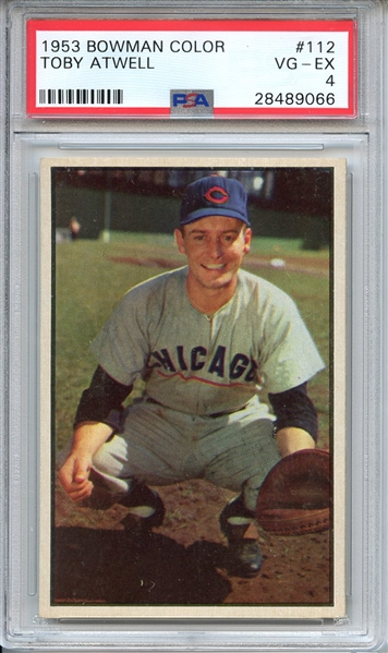 1953 BOWMAN COLOR 112 TOBY ATWELL PSA VG-EX 4