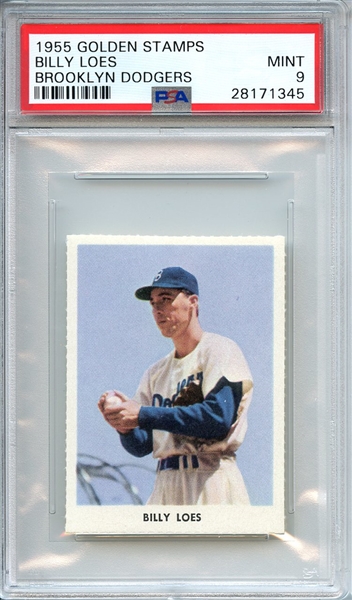 1955 GOLDEN STAMPS BILLY LOES BROOKLYN DODGERS PSA MINT 9