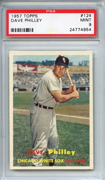 1957 TOPPS 124 DAVE PHILLEY PSA MINT 9