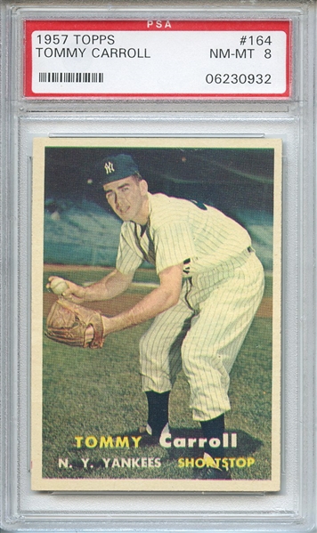 1957 TOPPS 164 TOMMY CARROLL PSA NM-MT 8