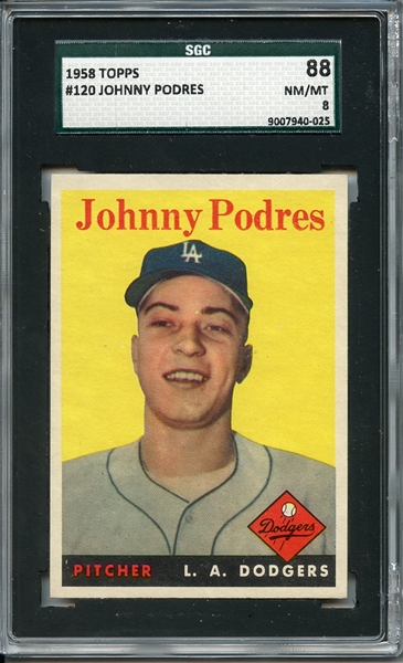 1958 TOPPS 120 JOHNNY PODRES SGC NM/MT 88 / 8