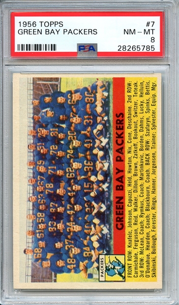 1956 TOPPS 7 GREEN BAY PACKERS PSA NM-MT 8