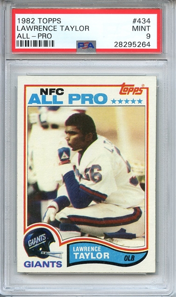 1982 TOPPS 434 LAWRENCE TAYLOR ALL-PRO RC PSA MINT 9