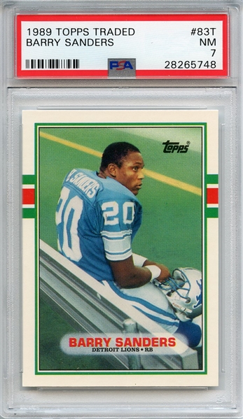 1989 TOPPS TRADED 83T BARRY SANDERS RC PSA NM 7