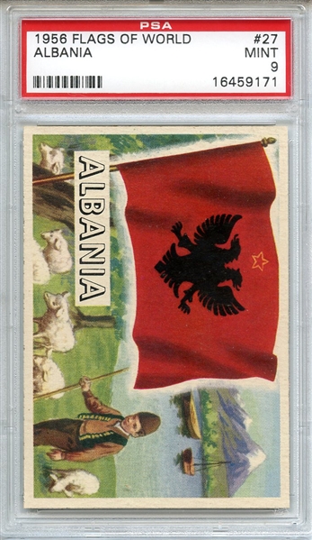 1956 FLAGS OF WORLD 27 ALBANIA PSA MINT 9