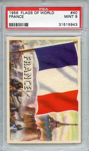 1956 FLAGS OF WORLD 40 FRANCE PSA MINT 9