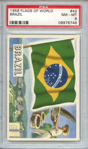 1956 FLAGS OF WORLD 42 BRAZIL PSA NM-MT 8