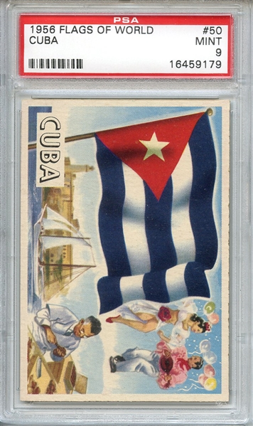 1956 FLAGS OF WORLD 50 CUBA PSA MINT 9