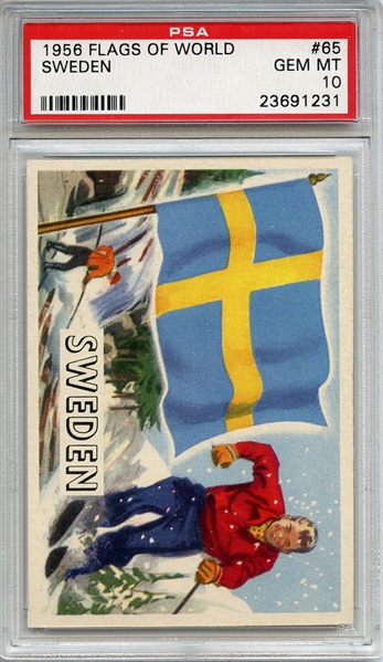 1956 FLAGS OF WORLD 65 SWEDEN PSA GEM MT 10