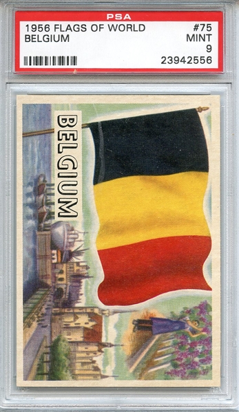 1956 FLAGS OF WORLD 75 BELGIUM PSA MINT 9
