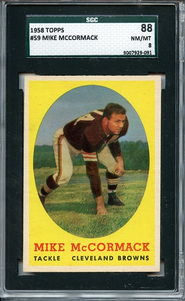 1958 TOPPS 59 MIKE MCCORMACK SGC NM/MT 88 / 8