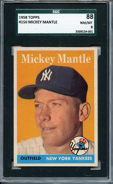 1958 TOPPS 150 MICKEY MANTLE SGC NM/MT 88 / 8