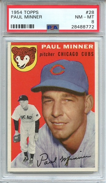 1954 TOPPS 28 PAUL MINNER PSA NM-MT 8