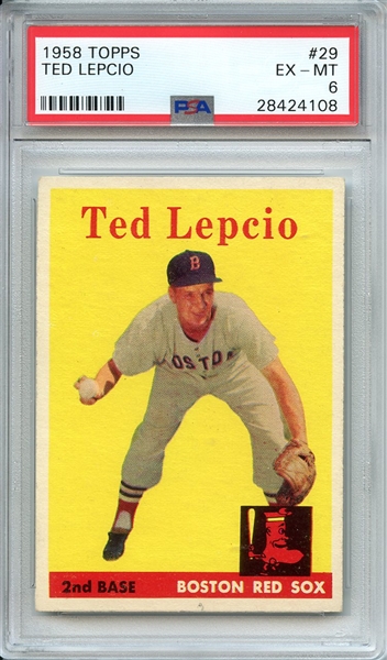 1958 TOPPS 29 TED LEPCIO PSA EX-MT 6