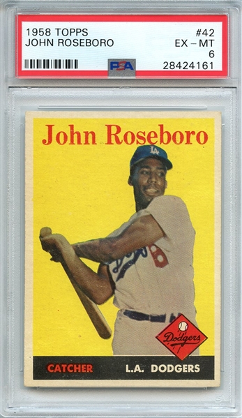 1958 TOPPS 42 JOHN ROSEBORO PSA EX-MT 6