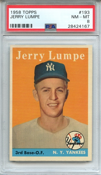 1958 TOPPS 193 JERRY LUMPE PSA NM-MT 8