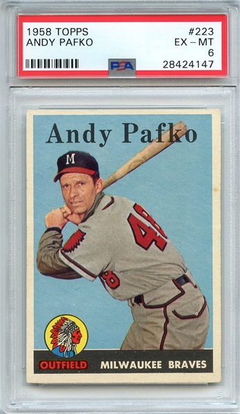 1958 TOPPS 223 ANDY PAFKO PSA EX-MT 6